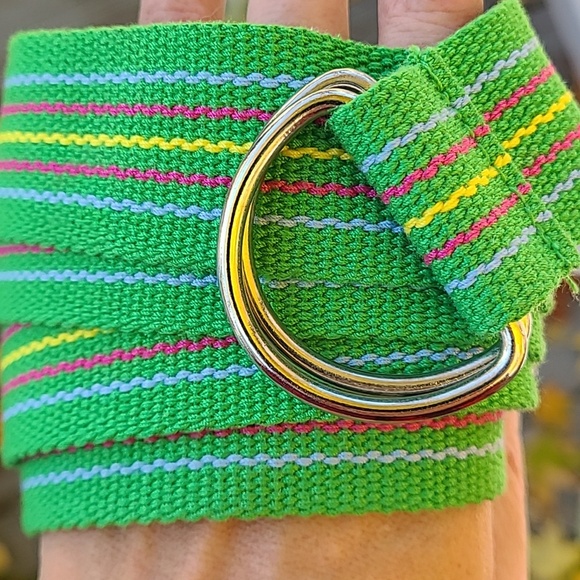 Source Unknown Accessories - Y2k lime green multicolored striped belt
